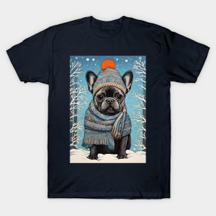 French Bulldog in Hat Funny Christmas Dog Lover Gift T-Shirt